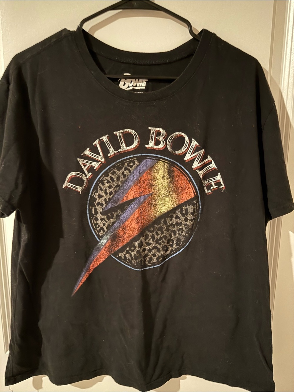 David Bowie Black Graphic Tee - Icon Lightning Bolt Design
